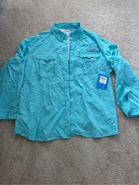 Columbia Light Turquoise Womens Bahama LS Shirt